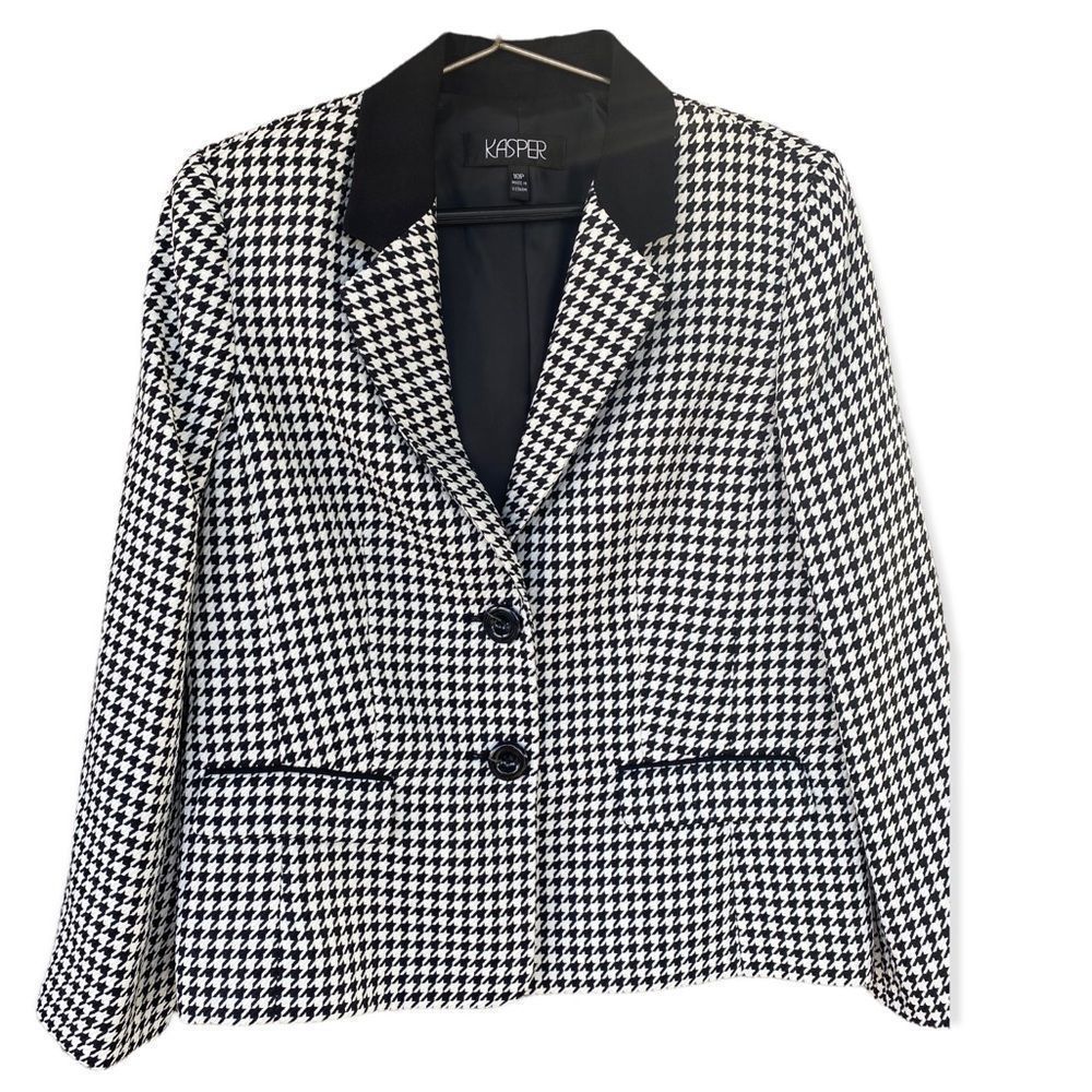 KASPER Black and White Checkered Jacket- Size 10P